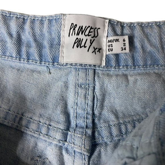 Princess Polly Lightwash‎ Denim High Waisted Mom Short Y2K 90's Women's Size 2 - Picture 4 of 10